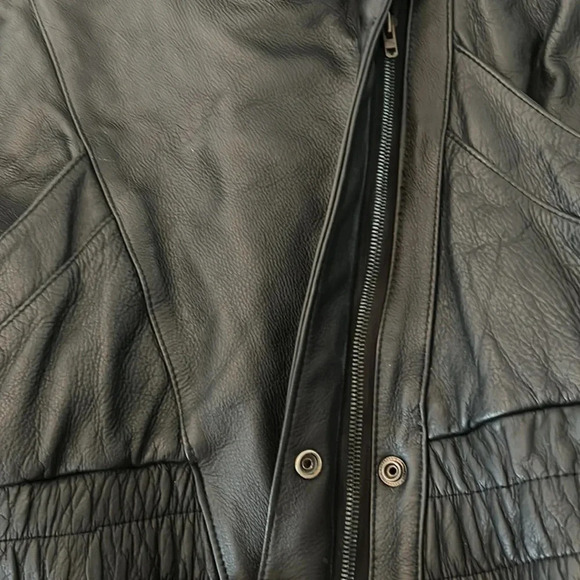 Fidelity Leather Bomber Jacket size 11/12 black - Picture 8 of 12